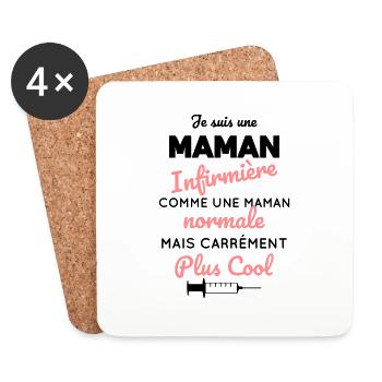 Maman infirmière comme une maman normale plus cool - Dessous de verre (lot de 4) - blanc - Devant