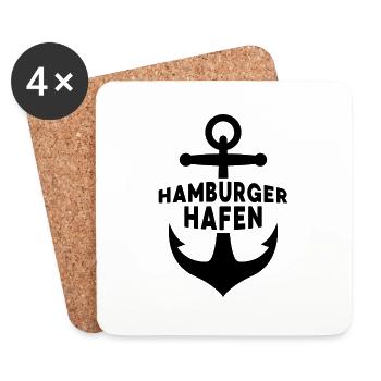 Hamburger Hafen Moin Norddeutschland Geschenk - Untersetzer (4er-Set) - Weiß - Vorne
