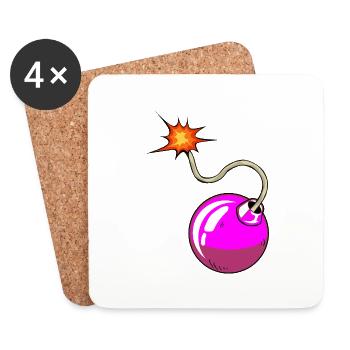 bomb meche drawing flame - Coasters (set of 4) - white - Front