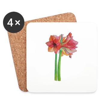 Blume, Amaryllis, bunt, Natur, Schönheit, Lieb - Untersetzer (4er-Set) - Weiß - Vorne