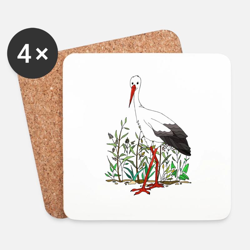 Storch - Untersetzer (4er-Set) - Weiß