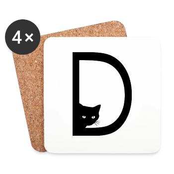 Letter D with cat - Coasters (set of 4) - white - Front