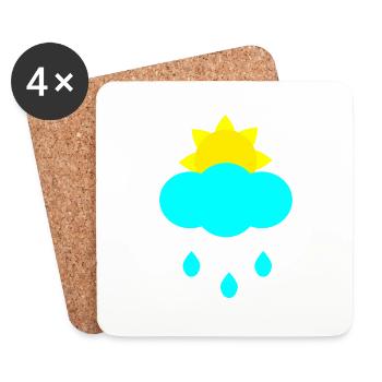 nuage de pluie solaire - Dessous de verre (lot de 4) - blanc - Devant