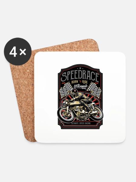 Motorrad - Untersetzer (4er-Set) - Weiß