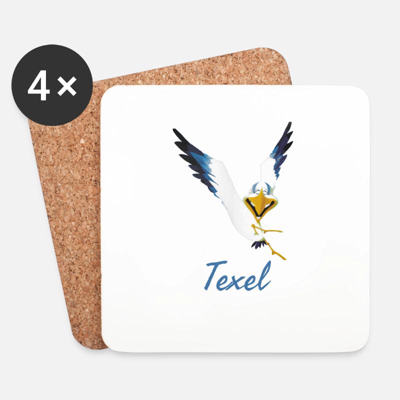 Lachmöwe Texel - Untersetzer (4er-Set) - Weiß