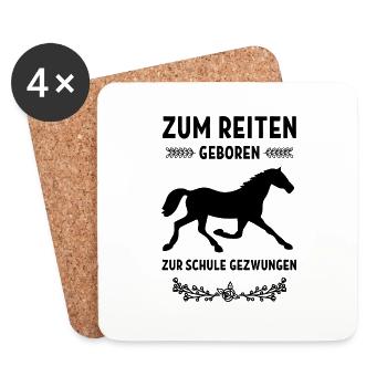 Zum reiten geboren Geschenk Pferd Sport Hobby - Untersetzer (4er-Set) - Weiß - Vorne