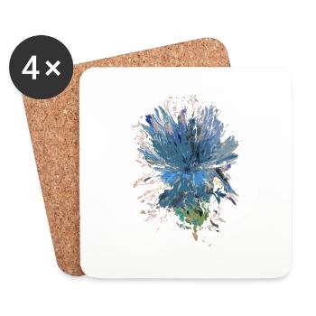 Blaue Distel - Untersetzer (4er-Set) - Weiß - Vorne