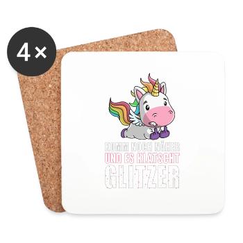 Noch näher es klatscht Glitzer Einhorn Geschenk - Untersetzer (4er-Set) - Weiß - Vorne