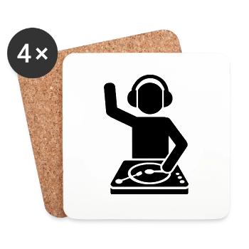 DJ Renard cadeau Techno Rave - Dessous de verre (lot de 4) - blanc - Devant