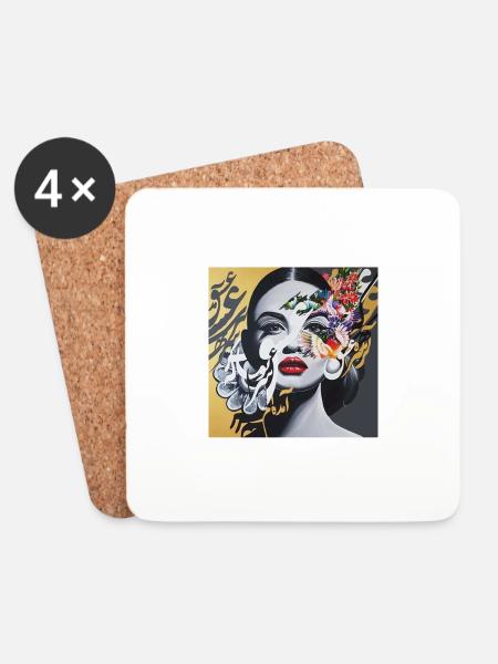 Calligraphy Persian Woman - Coasters (set of 4) - white