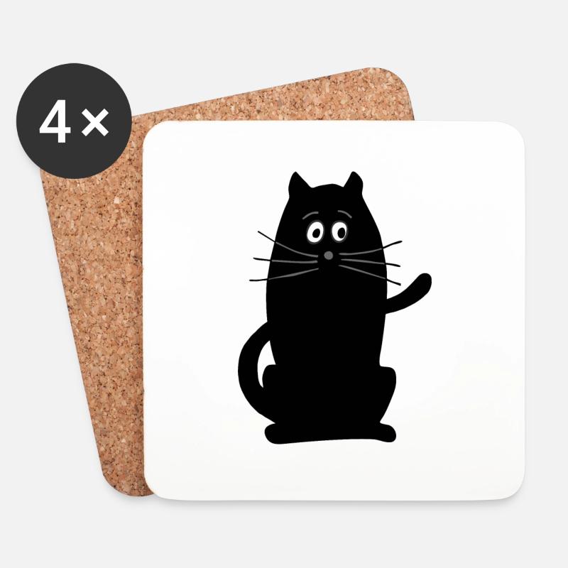 Katze - Untersetzer (4er-Set) - Weiß