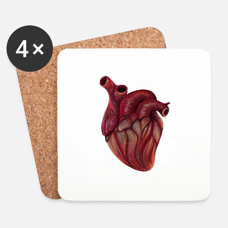 Realistic Heart - Untersetzer (4er-Set) - Weiß