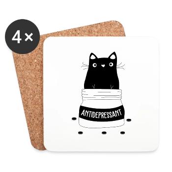 Antidepressant Cat Cat Lover Pets - Coasters (set of 4) - white - Front