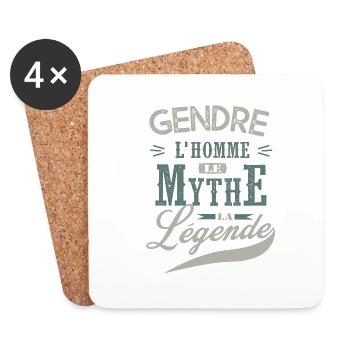 gendre l' homme le mythe la légende cadeau gendre - Dessous de verre (lot de 4) - blanc - Devant