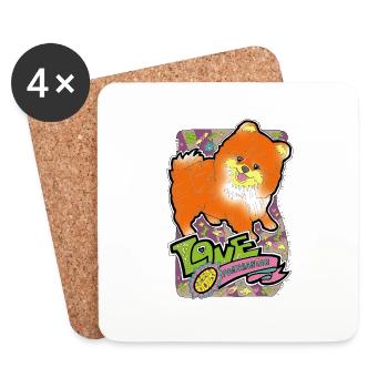 J’adore les petits chiens. poméranien. SD 14 - Dessous de verre (lot de 4) - blanc - Devant
