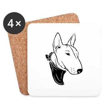 Bullterrier avec foulard - Dessous de verre (lot de 4) - blanc - Devant