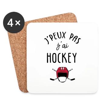 J'peux pas j'ai hockey - Dessous de verre (lot de 4) - blanc - Devant