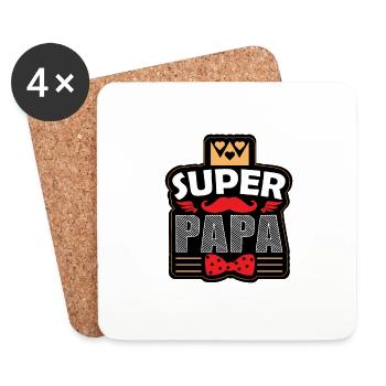 SUPER PAPA - Dessous de verre (lot de 4) - blanc - Devant