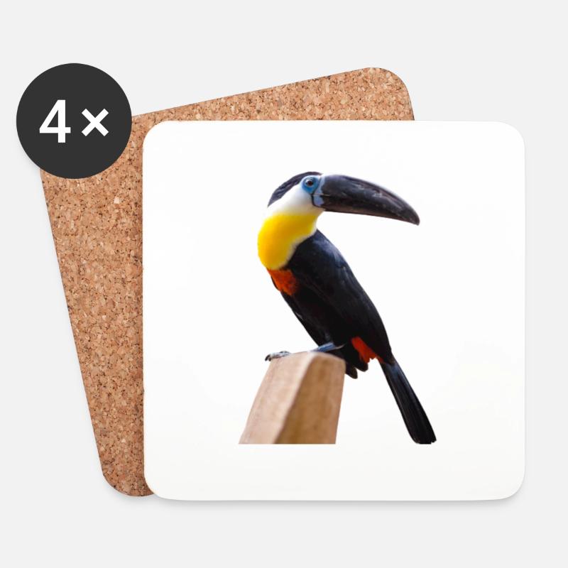 langSchnabel Vögel - Untersetzer (4er-Set) - Weiß