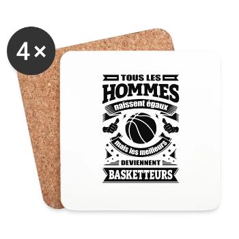 LES MEILLEURS HOMMES DEVIENNENT BASKETTEURS - Dessous de verre (lot de 4) - blanc - Devant
