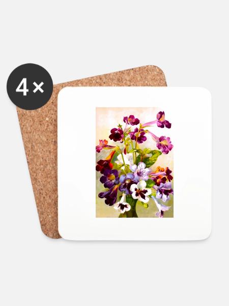 Violets - Coasters (set of 4) - white