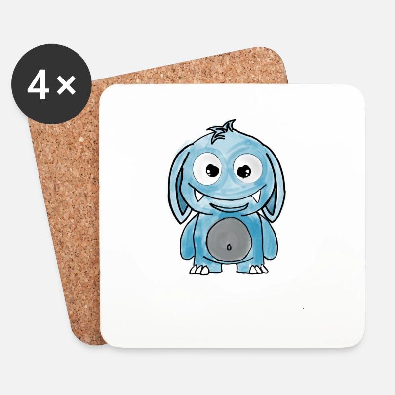 Kleines blaues Monster - Untersetzer (4er-Set) - Weiß