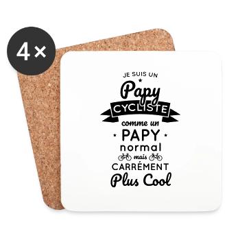 Papy cycliste comme un papy normal mais plus cool - Dessous de verre (lot de 4) - blanc - Devant