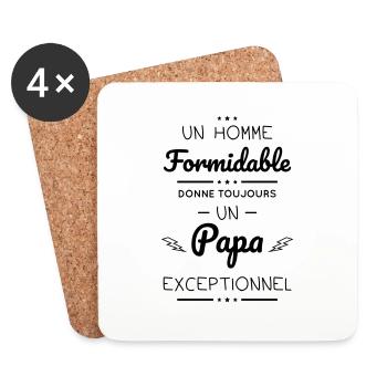 Un homme formidable donne un papa exceptionnel - Dessous de verre (lot de 4) - blanc - Devant