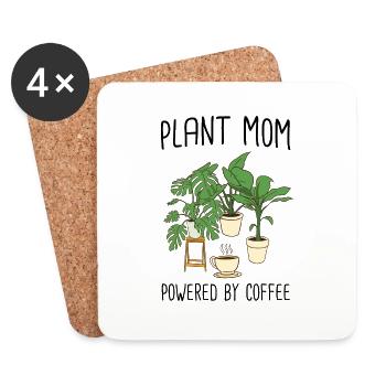 Pflanzen Mama Kaffee | Zimmerpflanzen Geschenkidee - Untersetzer (4er-Set) - Weiß - Vorne