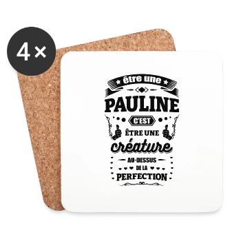 NOM - PRÉNOM - PAULINE - Dessous de verre (lot de 4) - blanc - Devant