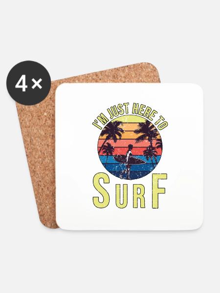 Ich bin nur hier um zu Surfen - Untersetzer (4er-Set) - Weiß