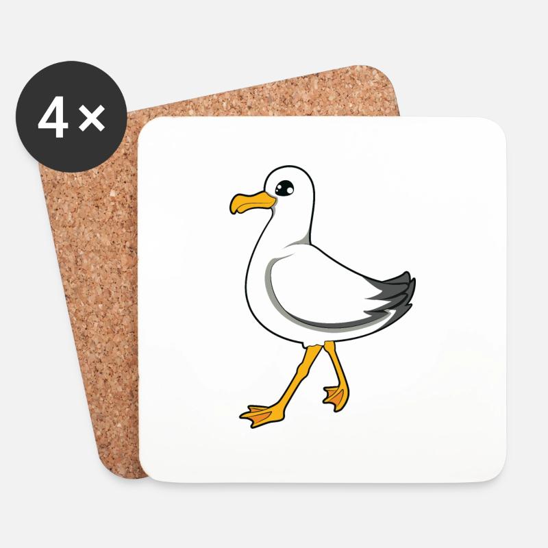 Möwe - Untersetzer (4er-Set) - Weiß