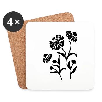 Helenium floral - Untersetzer (4er-Set) - Weiß - Vorne