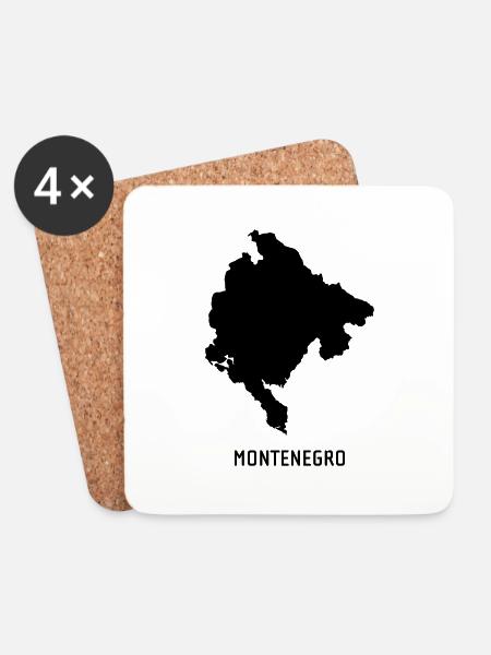 Montenegro - Landkarte Map - Untersetzer (4er-Set) - Weiß