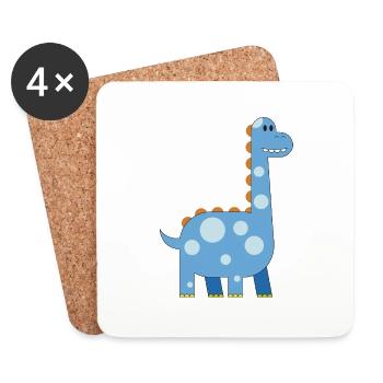 fröhlicher Dinosaurier Kuscheltier Kind süß Urzeit - Untersetzer (4er-Set) - Weiß - Vorne