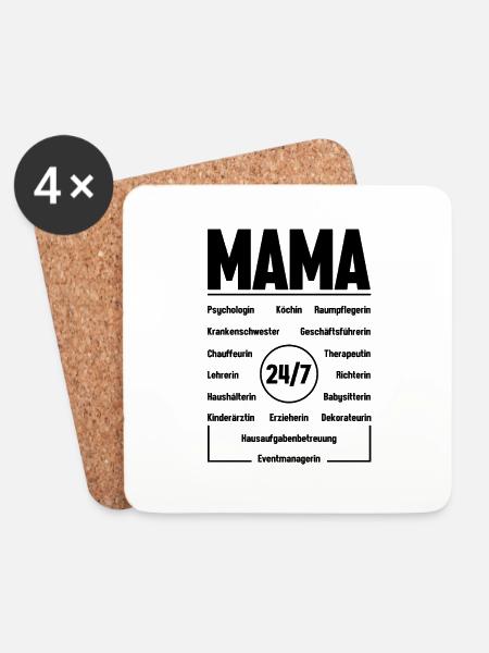 Die Jobs einer Mama - Untersetzer (4er-Set) - Weiß
