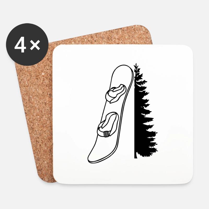 Snowboard Snowboarder - Coasters (set of 4) - white
