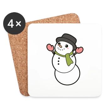 Bonhomme de neige - Dessous de verre (lot de 4) - blanc - Devant