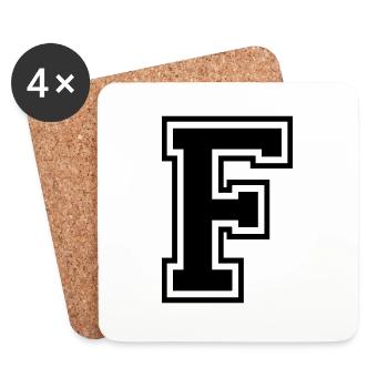 Letter F Team Football baseball basketball university - Coasters (set of 4) - white - Front