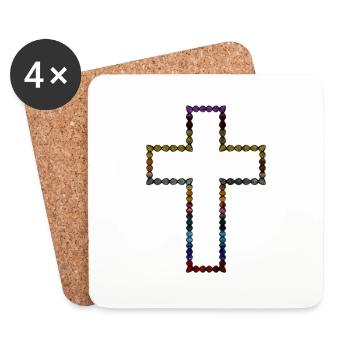 Jesus Christ Cross - Coasters (set of 4) - white - Front