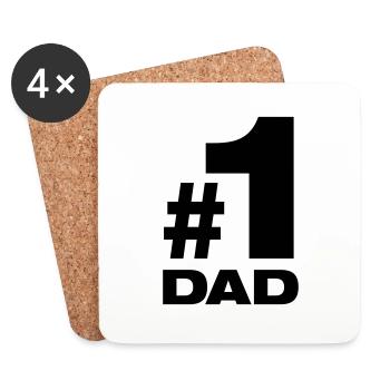 Nummer 1 Dad bester Vater Papa Vati Eltern Kinder - Untersetzer (4er-Set) - Weiß - Vorne
