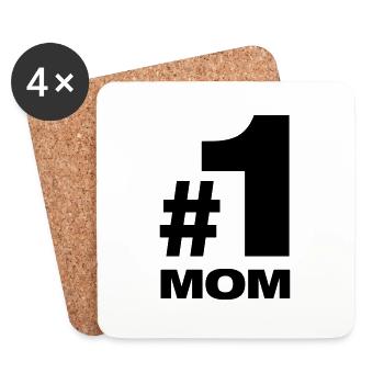 Number 1 Mom Best Mom Mom Mom Mom Parents Kids - Coasters (set of 4) - white - Front