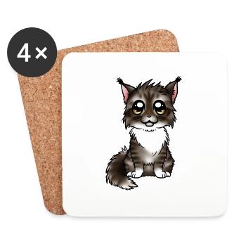 Maine Coon - Brown Blanc - Dessous de verre (lot de 4) - blanc - Devant