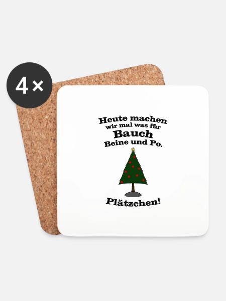 Heute machen wir mal was für Bauch, .. Plätzchen! - Untersetzer (4er-Set) - Weiß