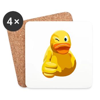 Ente - Duck - Daumen Hoch - Untersetzer (4er-Set) - Weiß - Vorne