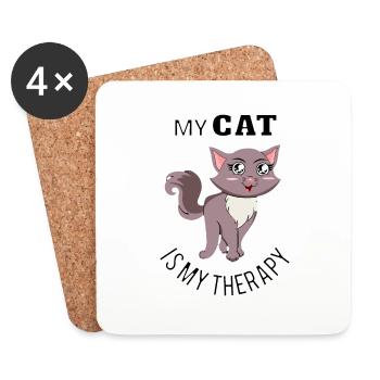 cat monkey big cat stray cat big cat big cat - Coasters (set of 4) - white - Front