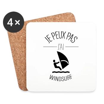J Peux Pas j ai windsurf - surfing - Dessous de verre (lot de 4) - blanc - Devant