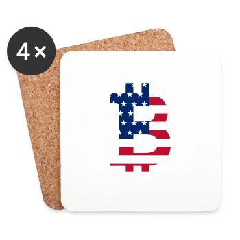 USA Flagge Bitcoin-Bitcoin-Kryptowährung-Flagge - Untersetzer (4er-Set) - Weiß - Vorne