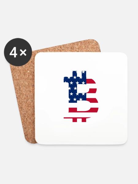 Usa Flag Bitcoin-Bitcoin-Cryptocurrency-Flag - Coasters (set of 4) - white