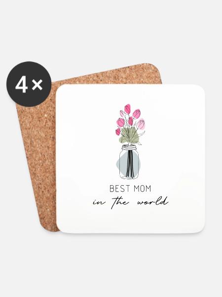 Beste Mama der Welt - Untersetzer (4er-Set) - Weiß